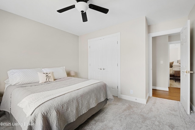 7006 Breakwater Pl, Prospect, KY 40059 - bedroom with carpet floors, baseboards, a ceiling fan, and a closet
