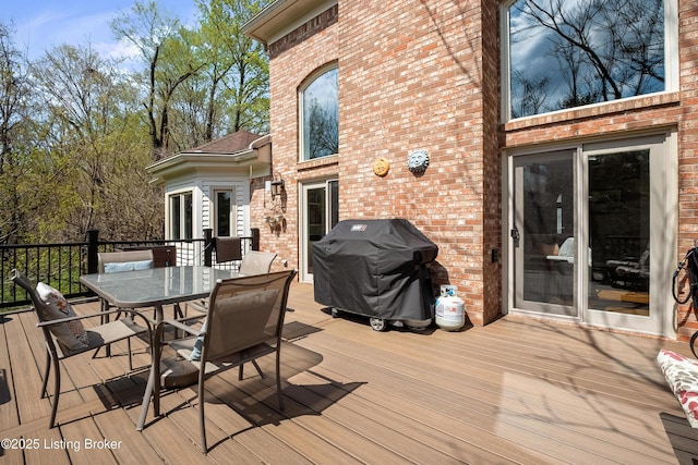 7006 Breakwater Pl, Prospect, KY 40059 - wooden terrace featuring a grill and outdoor dining area