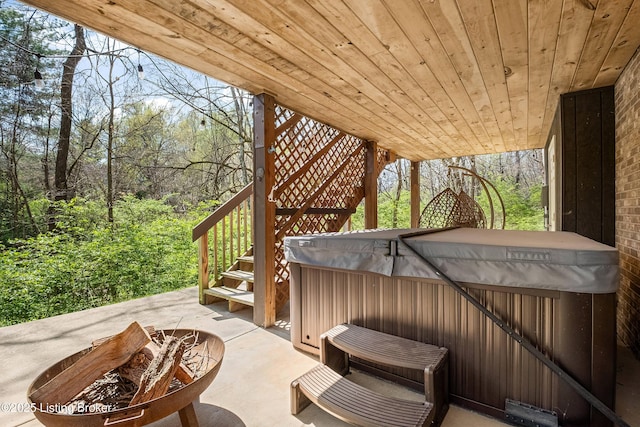 7006 Breakwater Pl, Prospect, KY 40059 - view of patio / terrace with a hot tub and stairway