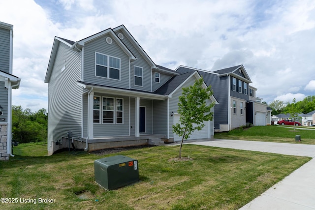 7618 Fair Ln, Louisville, KY 40291 - traditional home with covered porch, concrete driveway, and a front yard