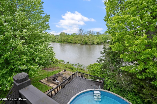 1613 E Crystal Dr, La Grange, KY 40031 - view of swimming pool featuring a deck with water view