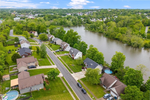 1613 E Crystal Dr, La Grange, KY 40031 - aerial perspective of suburban area with a large body of water and a tree filled landscape