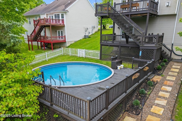 1613 E Crystal Dr, La Grange, KY 40031 - view of swimming pool featuring stairway and a deck