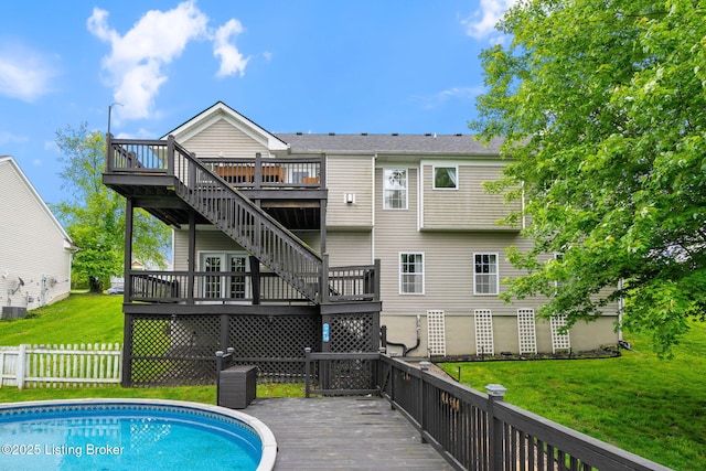 1613 E Crystal Dr, La Grange, KY 40031 - rear view of house featuring a wooden deck and stairway