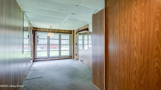 4011 Crawford Ave, Louisville, KY 40218 - hallway with a drop ceiling and carpet flooring