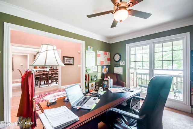 6516 Norman Ct, Crestwood, KY 40014 - office space featuring a ceiling fan and crown molding