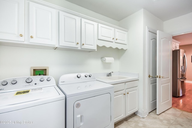 6516 Norman Ct, Crestwood, KY 40014 - clothes washing area featuring separate washer and dryer and cabinet space