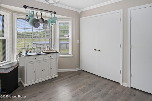 2010 Beech Grove Rd, Shepherdsville, KY 40165 - interior space featuring crown molding, dark wood-style floors, and baseboards