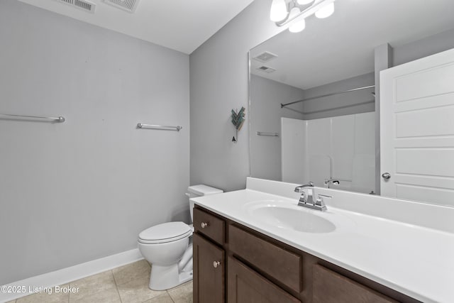 182 Washington Commons Dr, Mt Washington, KY 40047 - bathroom featuring toilet, vanity, a shower, tile patterned flooring, and baseboards