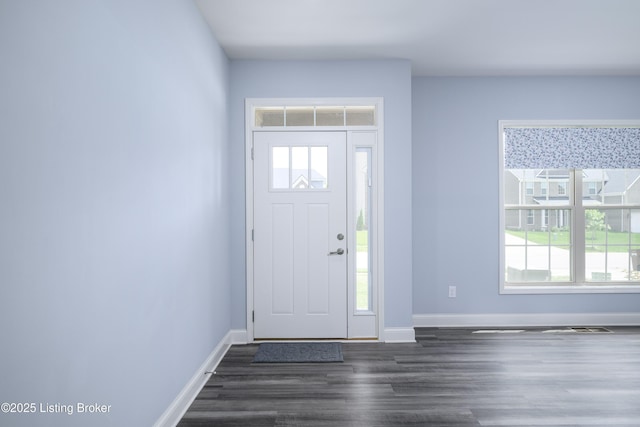 14341 Halden Ridge Way, Louisville, KY 40245 - foyer with healthy amount of natural light, baseboards, and dark wood-type flooring