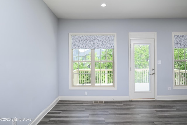 14341 Halden Ridge Way, Louisville, KY 40245 - entryway with baseboards, dark wood finished floors, and recessed lighting