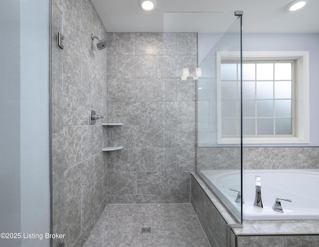14341 Halden Ridge Way, Louisville, KY 40245 - bathroom with tiled shower and a garden tub
