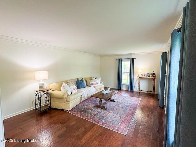 8602 Banbridge Rd, Louisville, KY 40242 - living room with ornamental molding, dark wood-type flooring, and baseboards