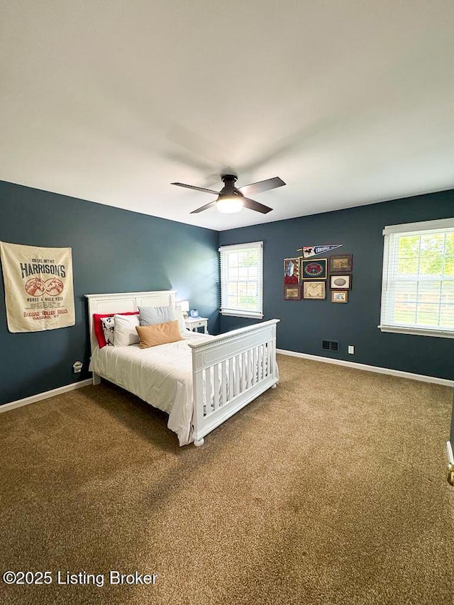8602 Banbridge Rd, Louisville, KY 40242 - bedroom featuring carpet, baseboards, and ceiling fan