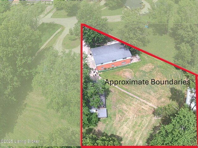 7702 Edna M Rd, Louisville, KY 40258 - aerial overview of property's location with property parcel outlined
