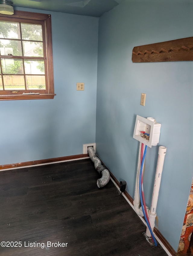 2227 Bradford Dr, Louisville, KY 40218 - laundry room with hookup for a washing machine, wood finished floors, and baseboards