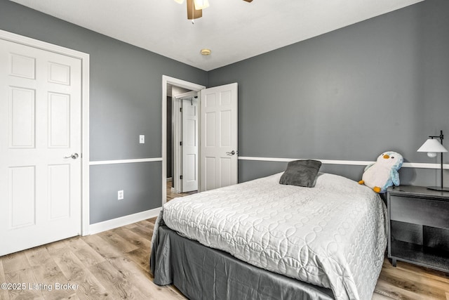 1093 W Bryan Rd, Elizabethtown, KY 42701 - bedroom with light wood-type flooring, baseboards, and a ceiling fan