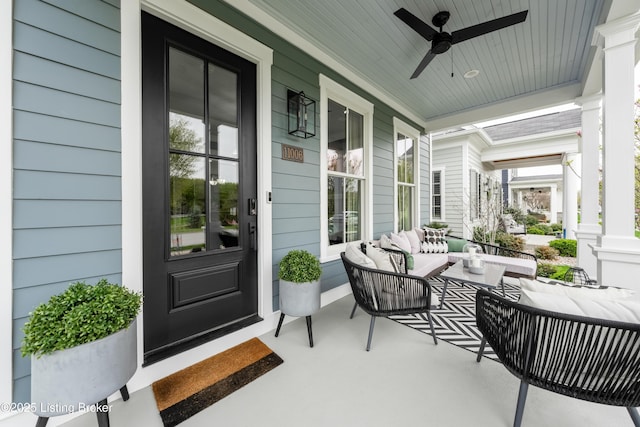 11006 Monkshood Dr, Prospect, KY 40059 - view of patio with an outdoor living space, a porch, and ceiling fan