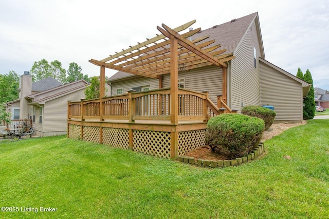 12627 Bay Tree Way, Louisville, KY 40245 - back of house featuring a deck, a pergola, a yard, and roof with shingles