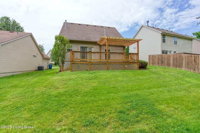 12627 Bay Tree Way, Louisville, KY 40245 - back of property featuring a pergola, a deck, and central AC