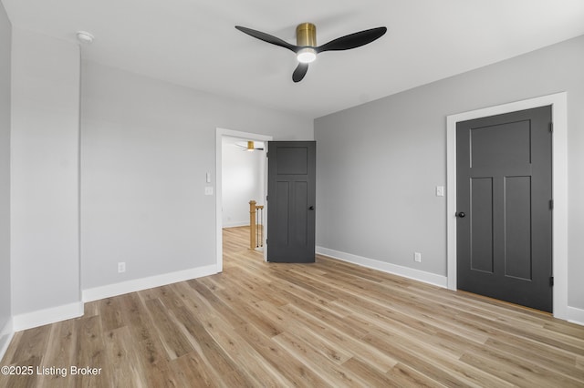 530-532 E Burnett Ave, Louisville, KY 40217 - unfurnished bedroom featuring baseboards, light wood-style floors, and ceiling fan