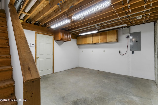 1900 Wolf Dr, La Grange, KY 40031 - unfinished basement featuring electric panel and stairs