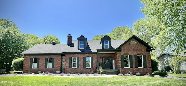 1609 Tall Oaks Dr, Jeffersonville, IN 47130 - view of front of house with a front yard, brick siding, and a chimney