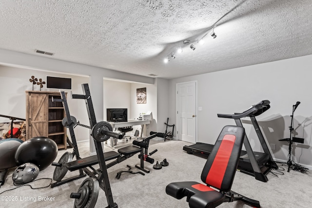 1609 Tall Oaks Dr, Jeffersonville, IN 47130 - workout area with a textured ceiling, carpet floors, and baseboards