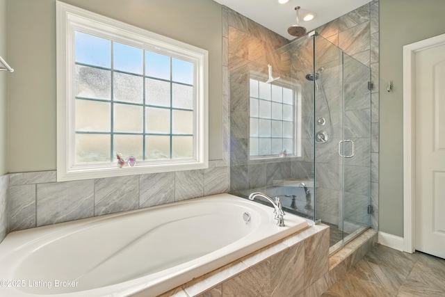 566 Wooded Falls Rd, Louisville, KY 40243 - full bathroom featuring a stall shower, plenty of natural light, and a garden tub