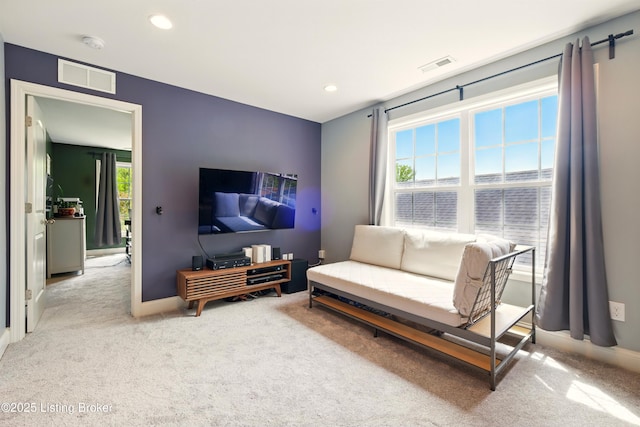 566 Wooded Falls Rd, Louisville, KY 40243 - carpeted living room featuring baseboards and recessed lighting