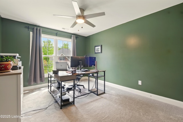 566 Wooded Falls Rd, Louisville, KY 40243 - carpeted office featuring a ceiling fan and baseboards