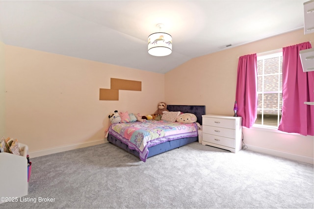566 Wooded Falls Rd, Louisville, KY 40243 - bedroom with carpet floors, vaulted ceiling, and baseboards