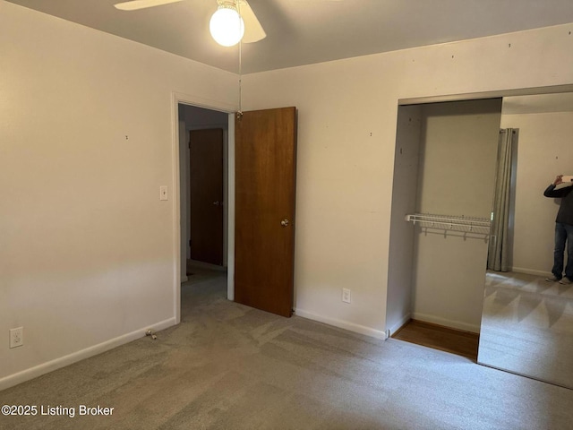 3115 Sudbury Ln, Louisville, KY 40220 - unfurnished bedroom with a closet, carpet floors, baseboards, and a ceiling fan
