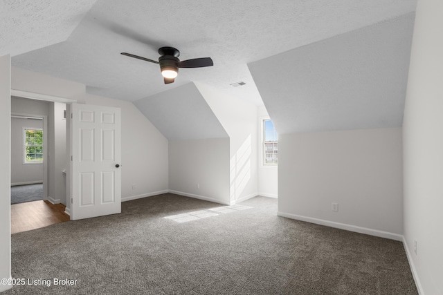 228 Schlaefer Way, Rineyville, KY 40162 - bonus room with carpet, ceiling fan, baseboards, vaulted ceiling, and a textured ceiling