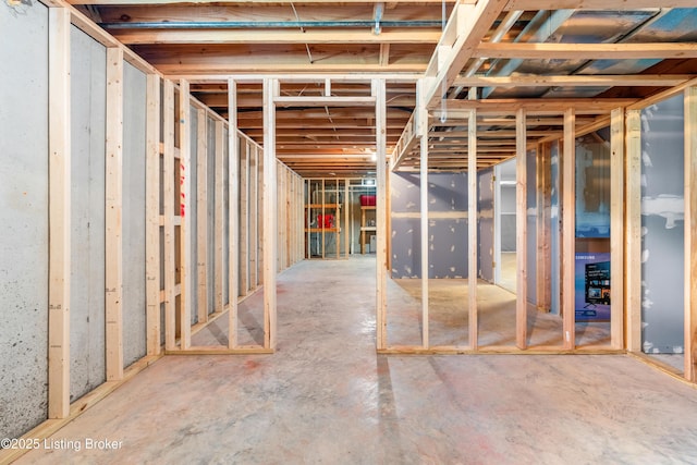 view of unfinished basement