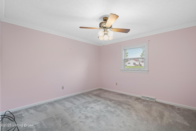 1160 Buck Knobs Rd, Ekron, KY 40117 - unfurnished room featuring light carpet, crown molding, baseboards, and ceiling fan