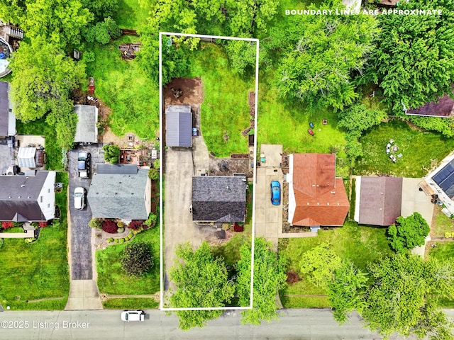 aerial view of property's location featuring property parcel outlined