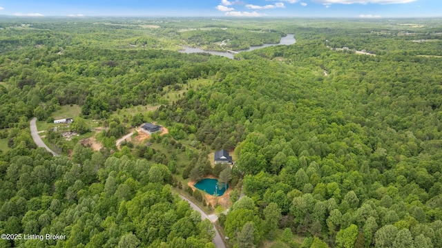 314 Nolin Estates Rd, Clarkson, KY 42726 - drone / aerial view of a heavily wooded area and a nearby body of water
