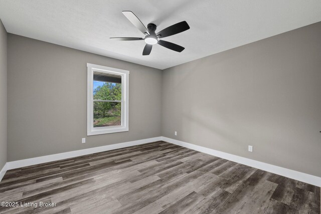 314 Nolin Estates Rd, Clarkson, KY 42726 - empty room with a ceiling fan, wood finished floors, and baseboards