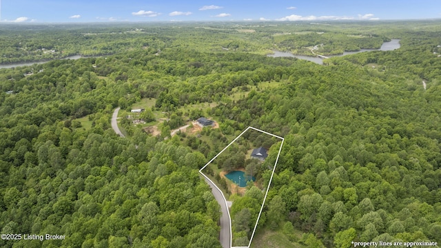 314 Nolin Estates Rd, Clarkson, KY 42726 - view of property location featuring a forest, a large body of water, and property boundaries highlighted