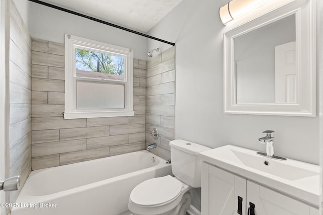 1037 Kaiser Ct, Louisville, KY 40211 - full bathroom with toilet, shower / bathtub combination, vanity, and a textured ceiling