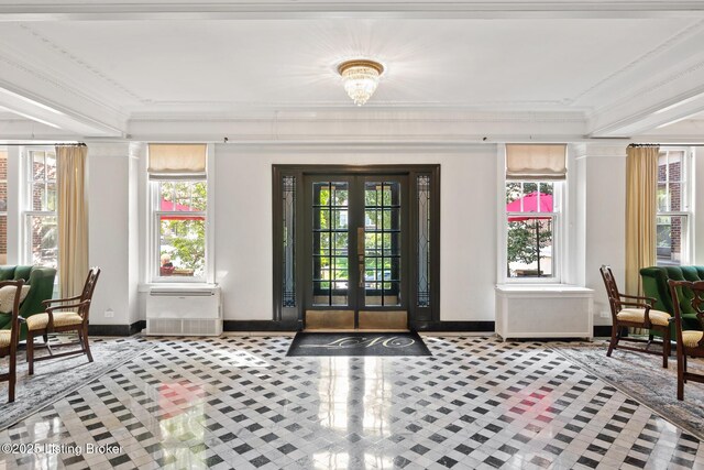 1412 Willow Ave Unit 69, Louisville, KY 40204 - tiled foyer with baseboards, ornamental molding, and french doors