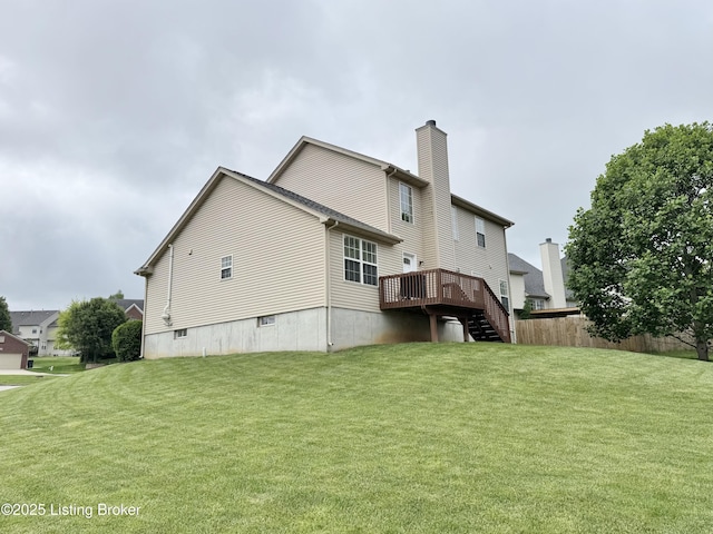 10923 Collington Dr, Louisville, KY 40241 - rear view of property with a deck, stairway, and a chimney