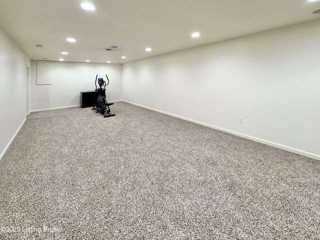 10923 Collington Dr, Louisville, KY 40241 - workout room with recessed lighting, baseboards, and carpet floors