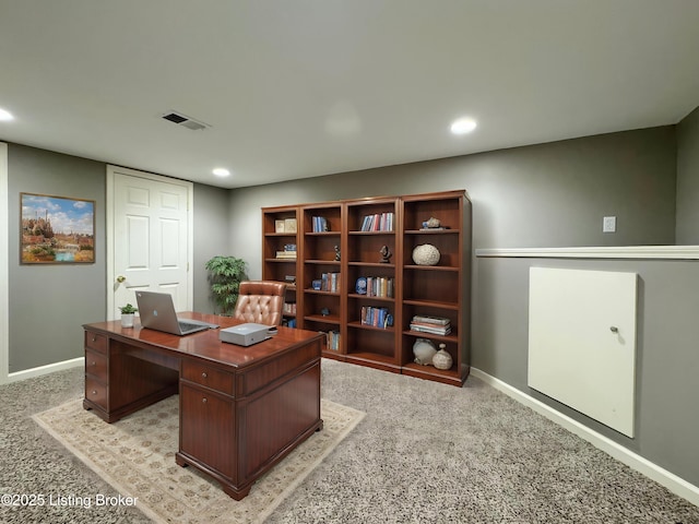 10923 Collington Dr, Louisville, KY 40241 - office area with light carpet, baseboards, and recessed lighting