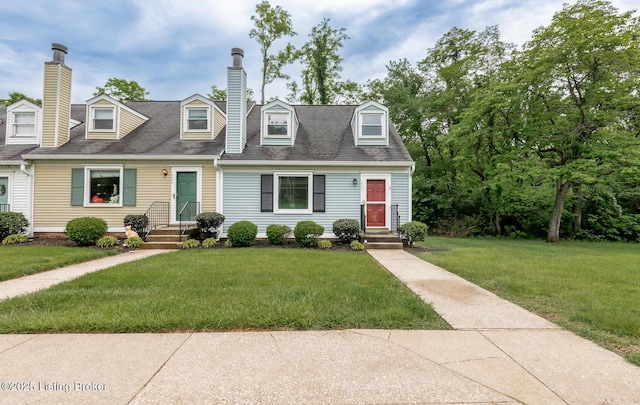 10600 Colonial Woods Way Unit 9-1, Louisville, KY 40223 - new england style home with a chimney, a front yard, and roof with shingles