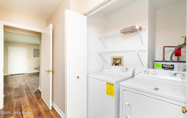 10600 Colonial Woods Way Unit 9-1, Louisville, KY 40223 - laundry room with separate washer and dryer, wood finished floors, and water heater