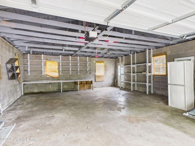 4212 David Ave, Louisville, KY 40215 - garage with a garage door opener and concrete block wall