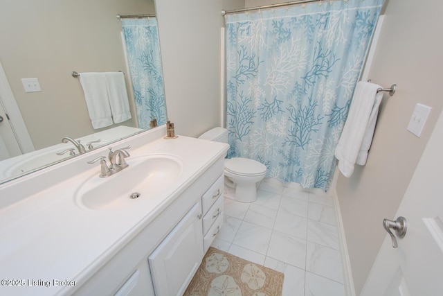 18705 Weymuth Ln, Louisville, KY 40245 - bathroom with vanity, toilet, and a shower with curtain