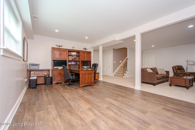 18705 Weymuth Ln, Louisville, KY 40245 - office space with light wood-style floors, recessed lighting, and baseboards